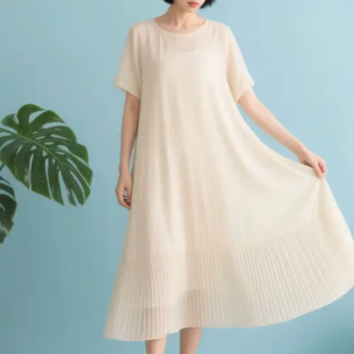 簡約時尚寬鬆顯瘦長款雪紡連衣裙